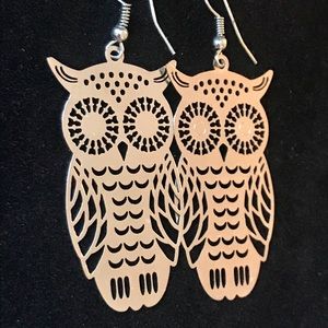 Etched Owl Earrings